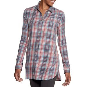 TOAD & CO Mixo Tunic Long Sleeve Soft Organic Cotton Plaid, Sz S
